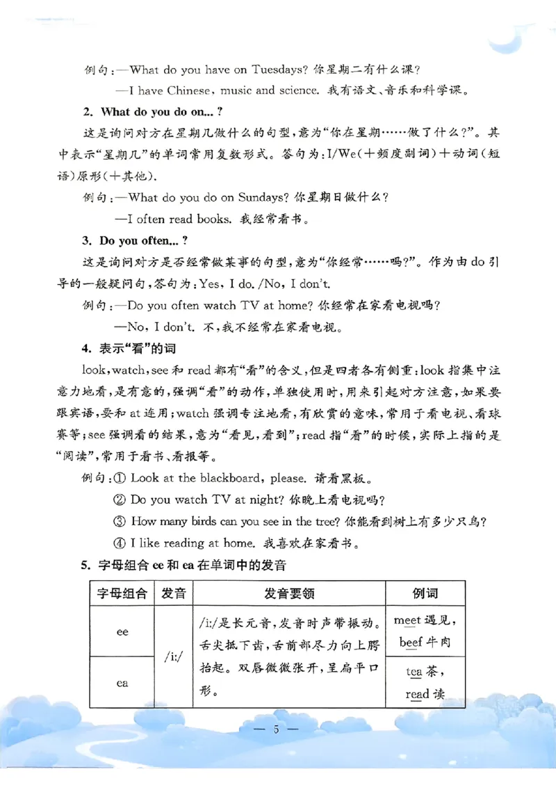 小学英语《单元知识梳理》5年级上册（25秋）_26春四年级上下册人教版_四上英语合集人教版PEP英语四年级上册新教材（教学视频+课件+动画+音频+练习+教案）_20知识点总结