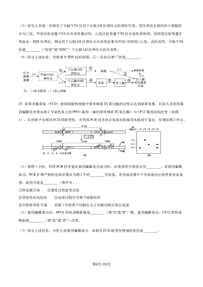 精品解析：2026届山东省日照市高三一模考试生物试题（原卷版）