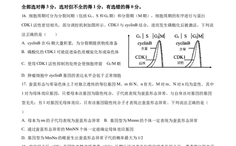 精品解析：2026届山东省日照市高三一模考试生物试题（原卷版）