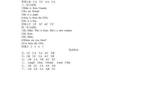 参考答案_26春四年级上下册人教版_四上英语合集人教版PEP英语四年级上册新教材（教学视频+课件+动画+音频+练习+教案）_19同步教案课件_人教pep3_3-6年级下册_3年级下册_2024春