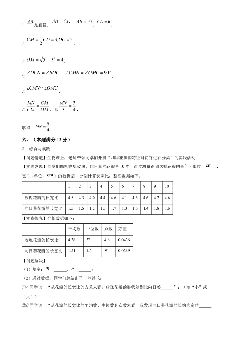 精品解析：2025年安徽省宣城市九年级数学二模试卷（解析版）_2025年安徽省中考模拟试卷数学_2025年安徽数学二模卷61份_精品解析：2025年安徽省宣城市九年级数学二模试卷
