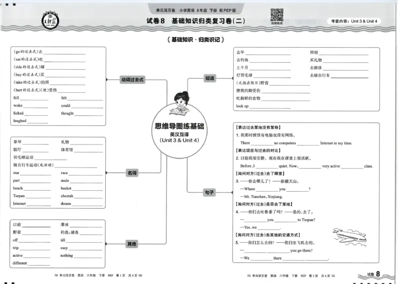 六年级英语人教PEP版25春《王朝霞单元活页卷》_26春四年级上下册人教版_四上英语合集人教版PEP英语四年级上册新教材（教学视频+课件+动画+音频+练习+教案）_17练习资料_2025春