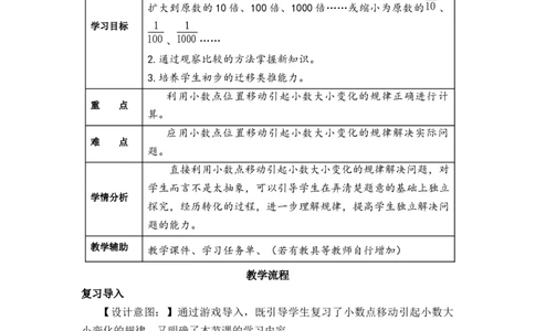 第四单元第7课时小数点移动规律的应用（教学设计）-四年级数学下册人教版_2026春人教版数学四年级下册_四下人教数学_四年级下册_教学设计-与最新课件匹配