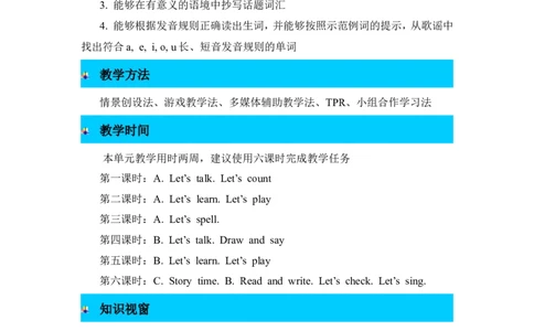 单元概述与课时安排_26春四年级上下册人教版_四上英语合集人教版PEP英语四年级上册新教材（教学视频+课件+动画+音频+练习+教案）_19同步教案课件_人教pep3_3-6年级上册_单元资料汇总_61