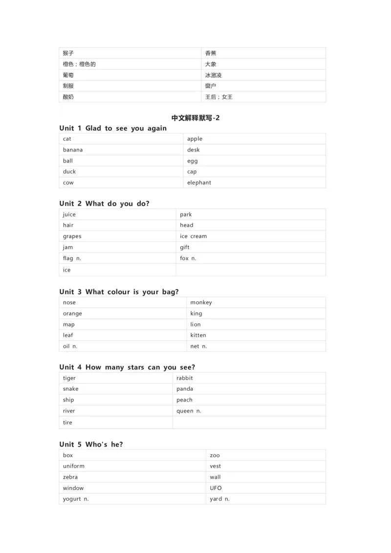 北京版（一起）英语一年级下册单词默写表_26春四年级上下册人教版_四上英语合集人教版PEP英语四年级上册新教材（教学视频+课件+动画+音频+练习+教案）_17练习资料_北京版