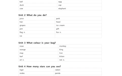 北京版（一起）英语一年级下册单词默写表_26春四年级上下册人教版_四上英语合集人教版PEP英语四年级上册新教材（教学视频+课件+动画+音频+练习+教案）_17练习资料_北京版