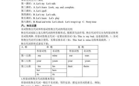 单元概述与课时安排_26春四年级上下册人教版_四上英语合集人教版PEP英语四年级上册新教材（教学视频+课件+动画+音频+练习+教案）_19同步教案课件_人教pep3_3-6年级下册_5年级下册_教案_289