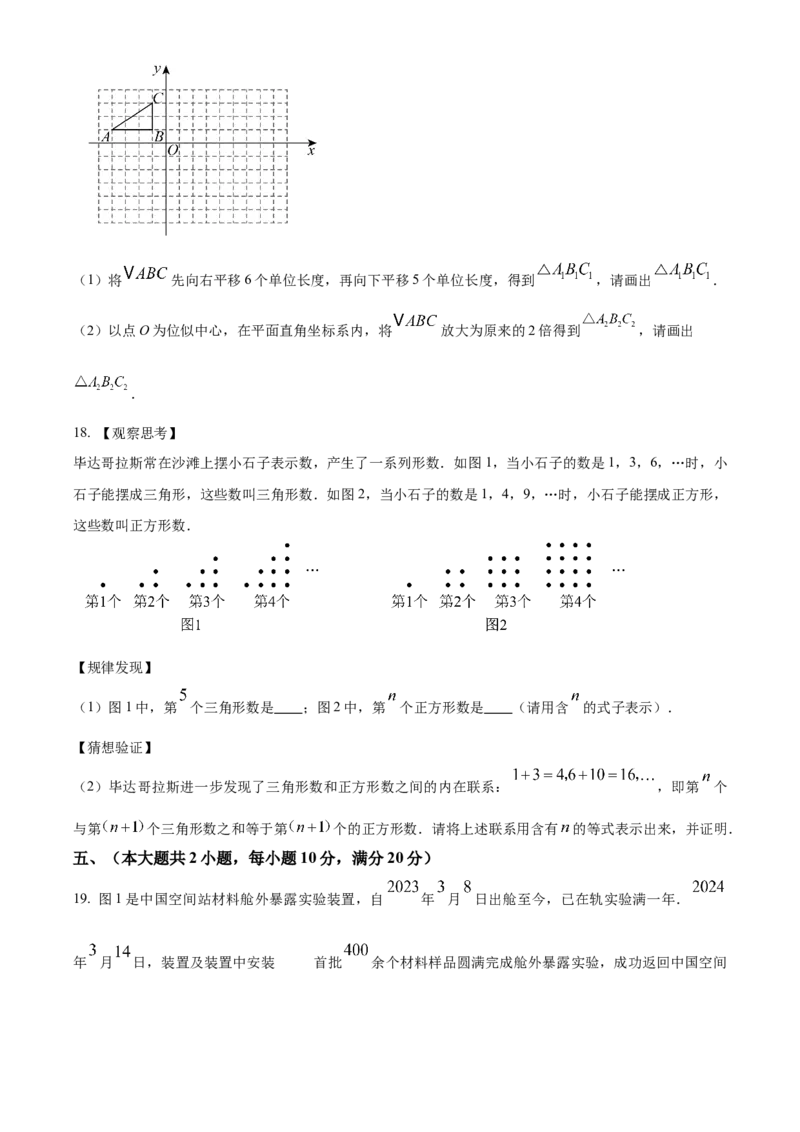 精品解析：2025年安徽省阜阳市第十五中学初中学业水平考试数学一模试卷（原卷版）_2025年安徽省中考模拟试卷数学_2025年安徽数学一模卷62份