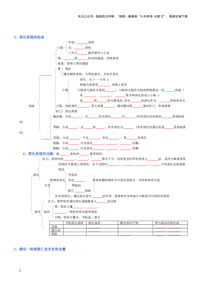 专题04生物圈中的人（填空版）_02中考总复习（2026版更新中）_08-生物-中考总复习_2025中考复习资料_2025年中考生物知识梳理_专题04生物圈中的人_专题04生物圈中的人