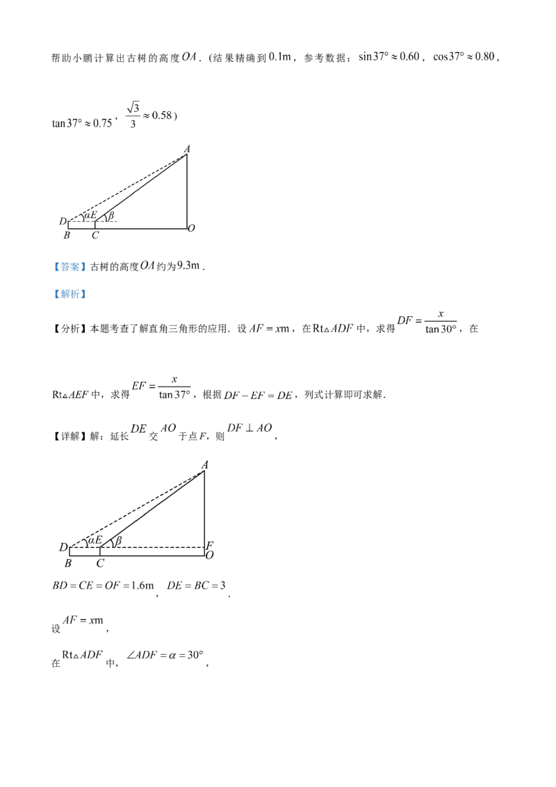 精品解析：2025年安徽省滁州市全椒县九年级中考一模数学试卷（解析版）_2025年安徽省中考模拟试卷数学_2025年安徽数学一模卷62份