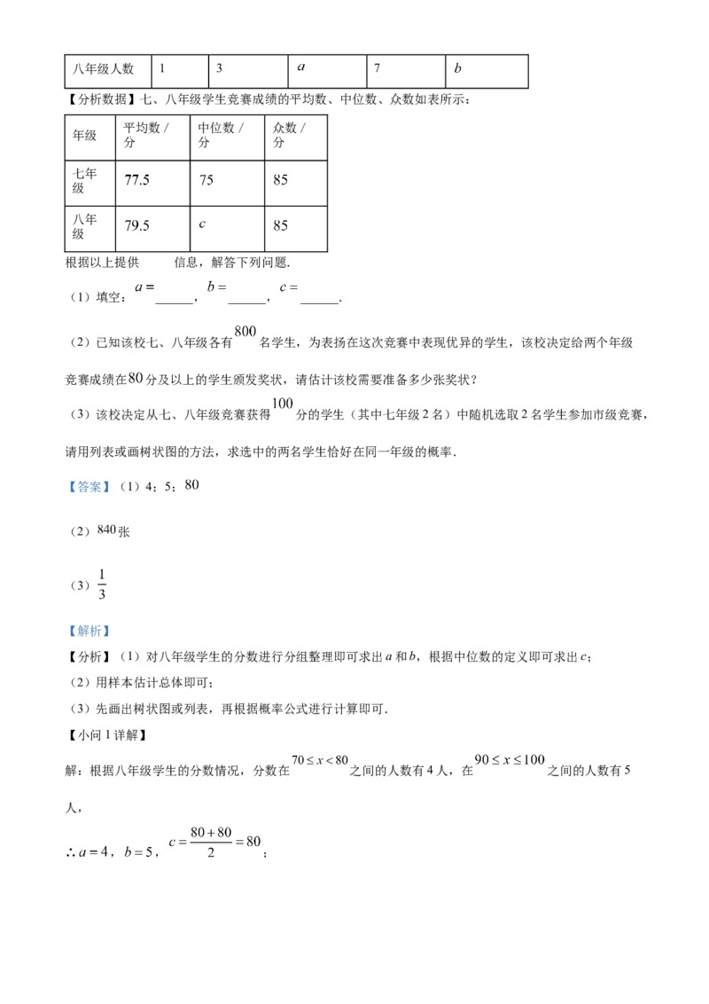 精品解析：2025年安徽省滁州市全椒县九年级中考一模数学试卷（解析版）_2025年安徽省中考模拟试卷数学_2025年安徽数学一模卷62份