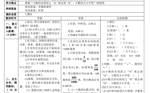 第1课时小数的性质_2026春人教版数学四年级下册_四下人教数学_四年级下册_教案_教案2+导学案人教四下数学_导学案_4小数的意义和性质_2.小数的性质和大小比较