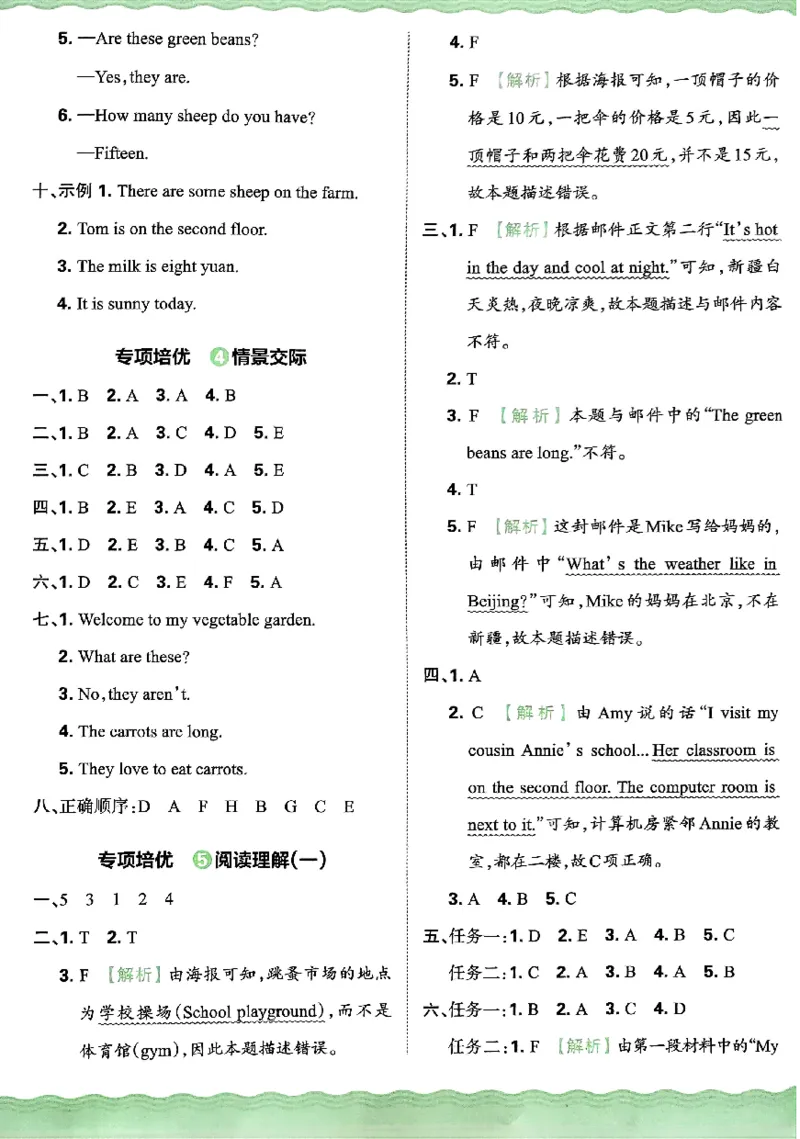四年级英语下册人教PEP版《王朝霞培优100分》答案_26春四年级上下册人教版_四上英语合集人教版PEP英语四年级上册新教材（教学视频+课件+动画+音频+练习+教案）_17练习资料