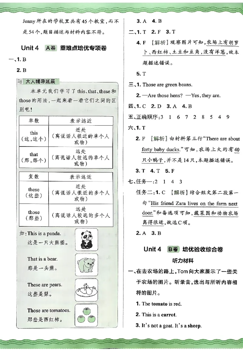 四年级英语下册人教PEP版《王朝霞培优100分》答案_26春四年级上下册人教版_四上英语合集人教版PEP英语四年级上册新教材（教学视频+课件+动画+音频+练习+教案）_17练习资料