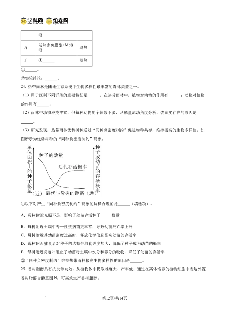 精品解析：2026届山东临沂市高三下学期普通高中学业水平等级考试模拟生物试题（原卷版）