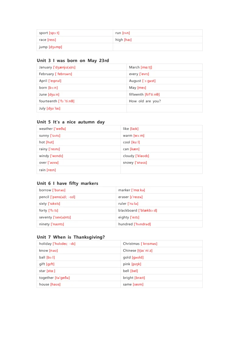 北京版（一起）英语三年级上册单词默写表_26春四年级上下册人教版_四上英语合集人教版PEP英语四年级上册新教材（教学视频+课件+动画+音频+练习+教案）_17练习资料_北京版