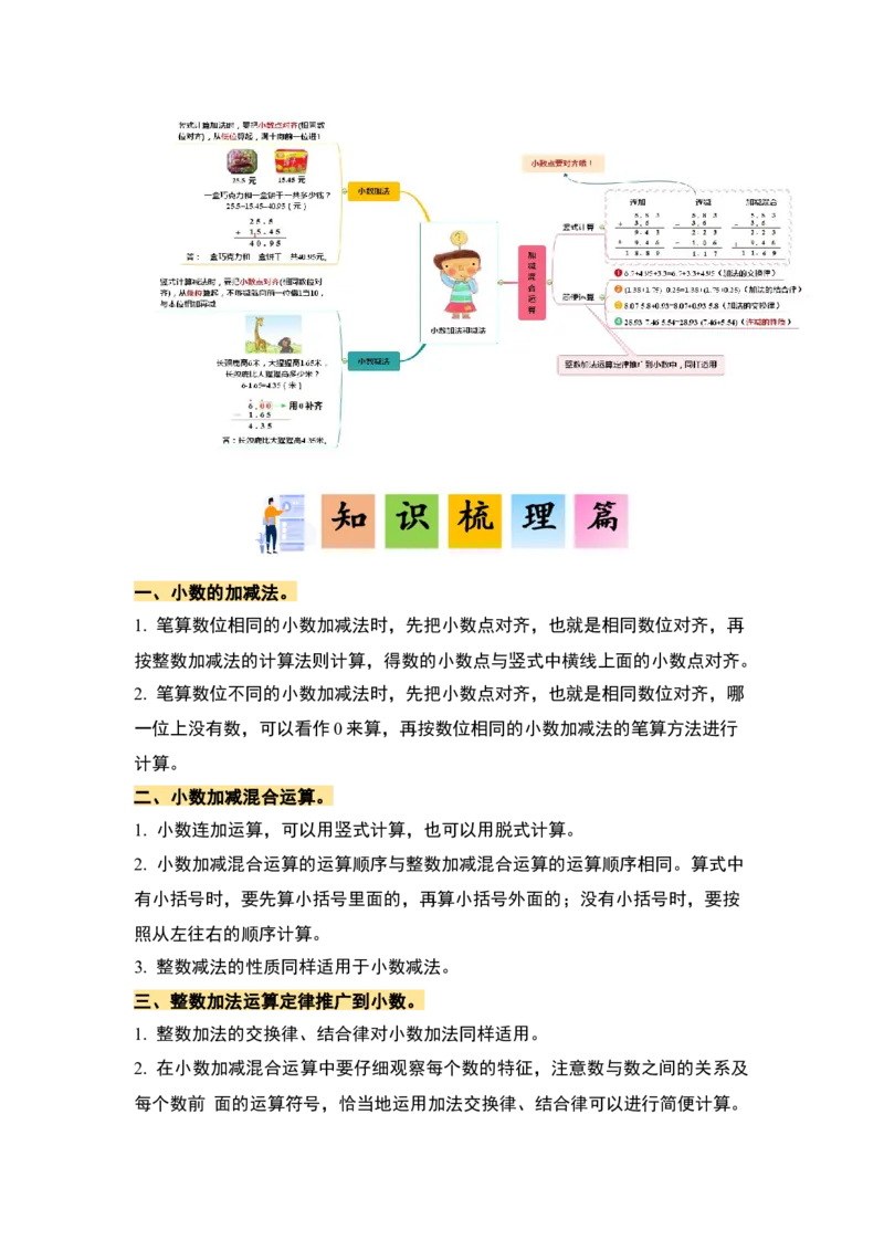 第六单元小数的加法和减法&middot;单元复习篇-四年级数学下册（解析版）人教版_2026春人教版数学四年级下册_四下人教数学_四年级下册_单元复习讲义