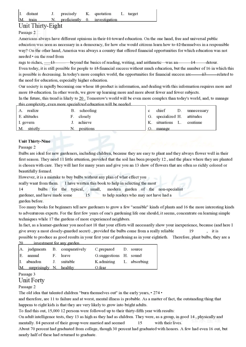 大学英语四级考试15选10专项训练(1)_大学英语四六级_赠送_四六级作文模板+单词_阅读