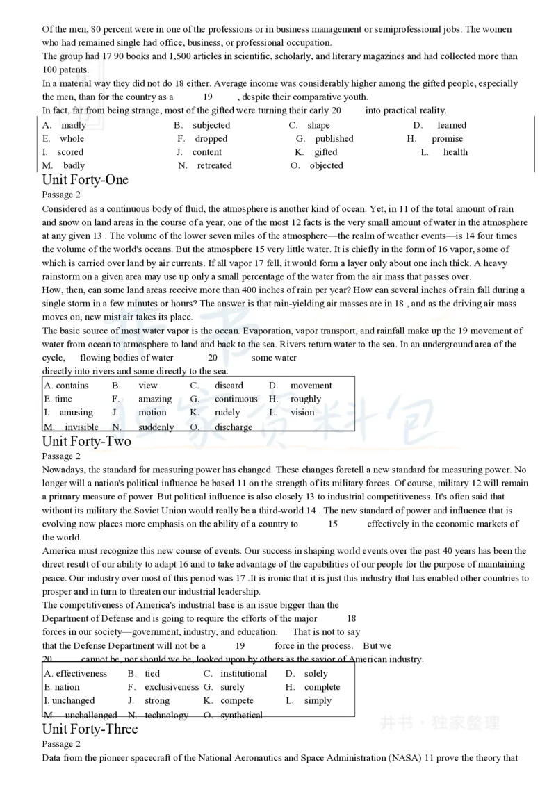 大学英语四级考试15选10专项训练(1)_大学英语四六级_赠送_四六级作文模板+单词_阅读