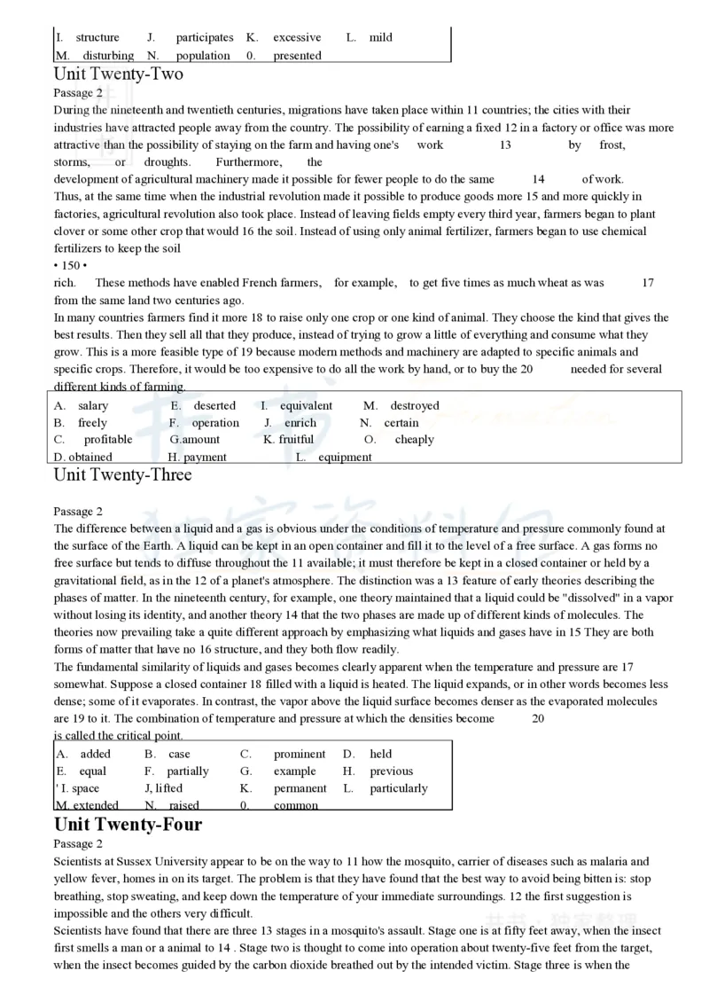 大学英语四级考试15选10专项训练(1)_大学英语四六级_赠送_四六级作文模板+单词_阅读