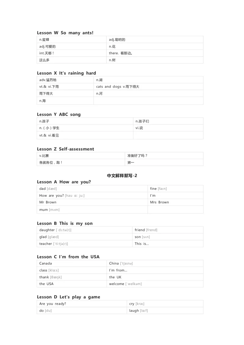 川教版英语三年级下册单词默写表_26春四年级上下册人教版_四上英语合集人教版PEP英语四年级上册新教材（教学视频+课件+动画+音频+练习+教案）_17练习资料_《小学英语单词默写表》