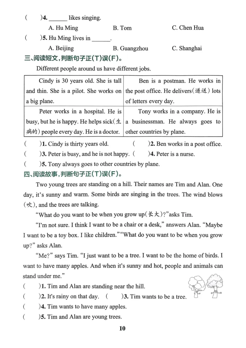 六年级英语上册人教PEP版24秋《小学霸冲A卷》同步阅读_26春四年级上下册人教版_四上英语合集人教版PEP英语四年级上册新教材（教学视频+课件+动画+音频+练习+教案）_17练习资料