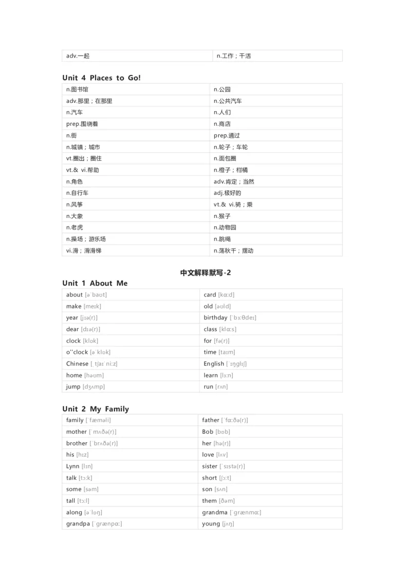 冀教版（一起）英语一年级下册单词默写表_26春四年级上下册人教版_四上英语合集人教版PEP英语四年级上册新教材（教学视频+课件+动画+音频+练习+教案）_17练习资料_冀教版（一起）