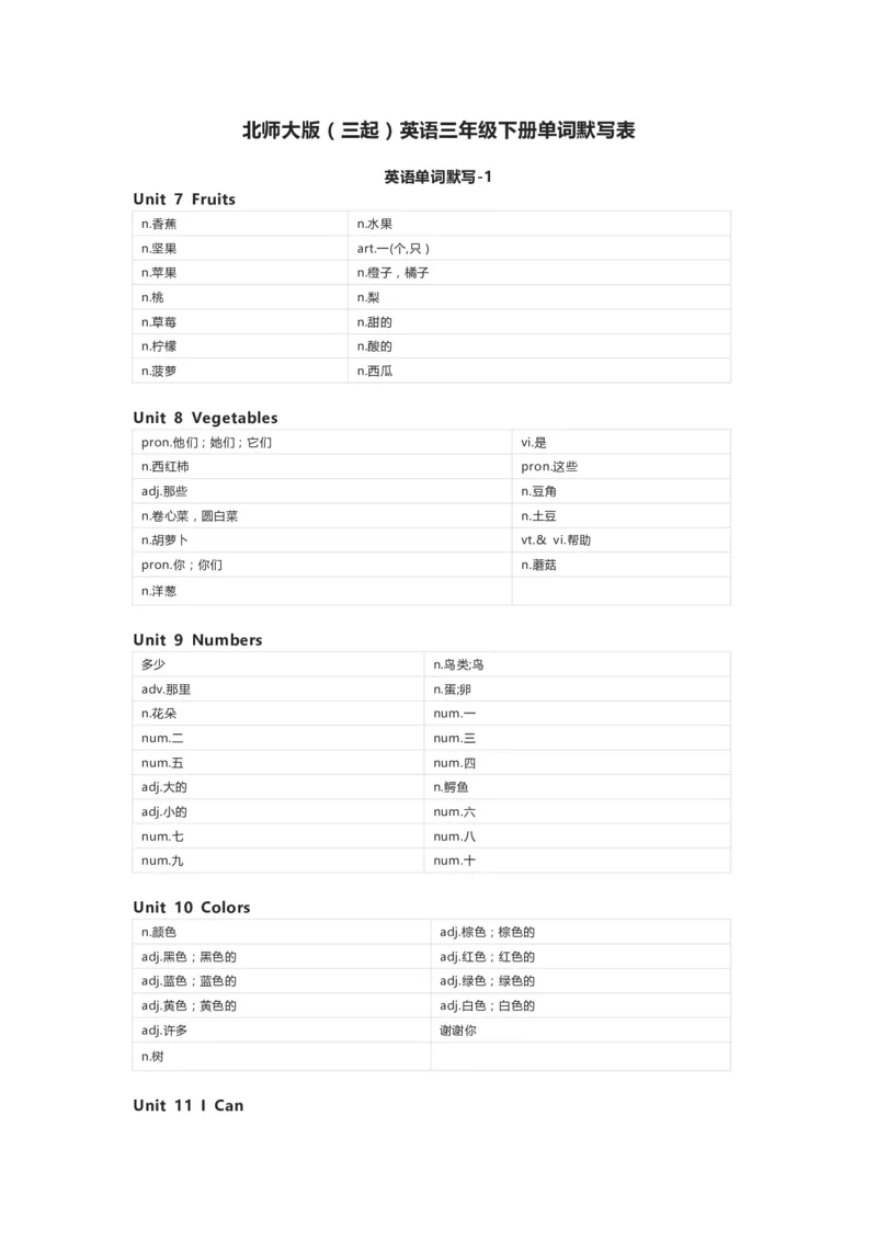 北师大版（三起）英语三年级下册单词默写表_26春四年级上下册人教版_四上英语合集人教版PEP英语四年级上册新教材（教学视频+课件+动画+音频+练习+教案）_17练习资料_北师大版
