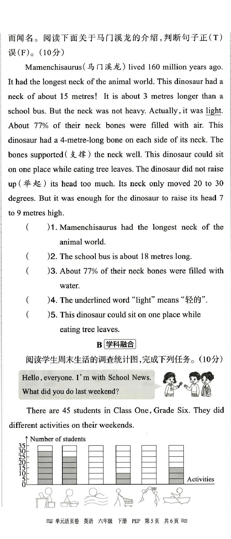 六年级英语人教PEP版25春《王朝霞单元活页卷》（A4版）_26春四年级上下册人教版_四上英语合集人教版PEP英语四年级上册新教材（教学视频+课件+动画+音频+练习+教案）_17练习资料_2025春