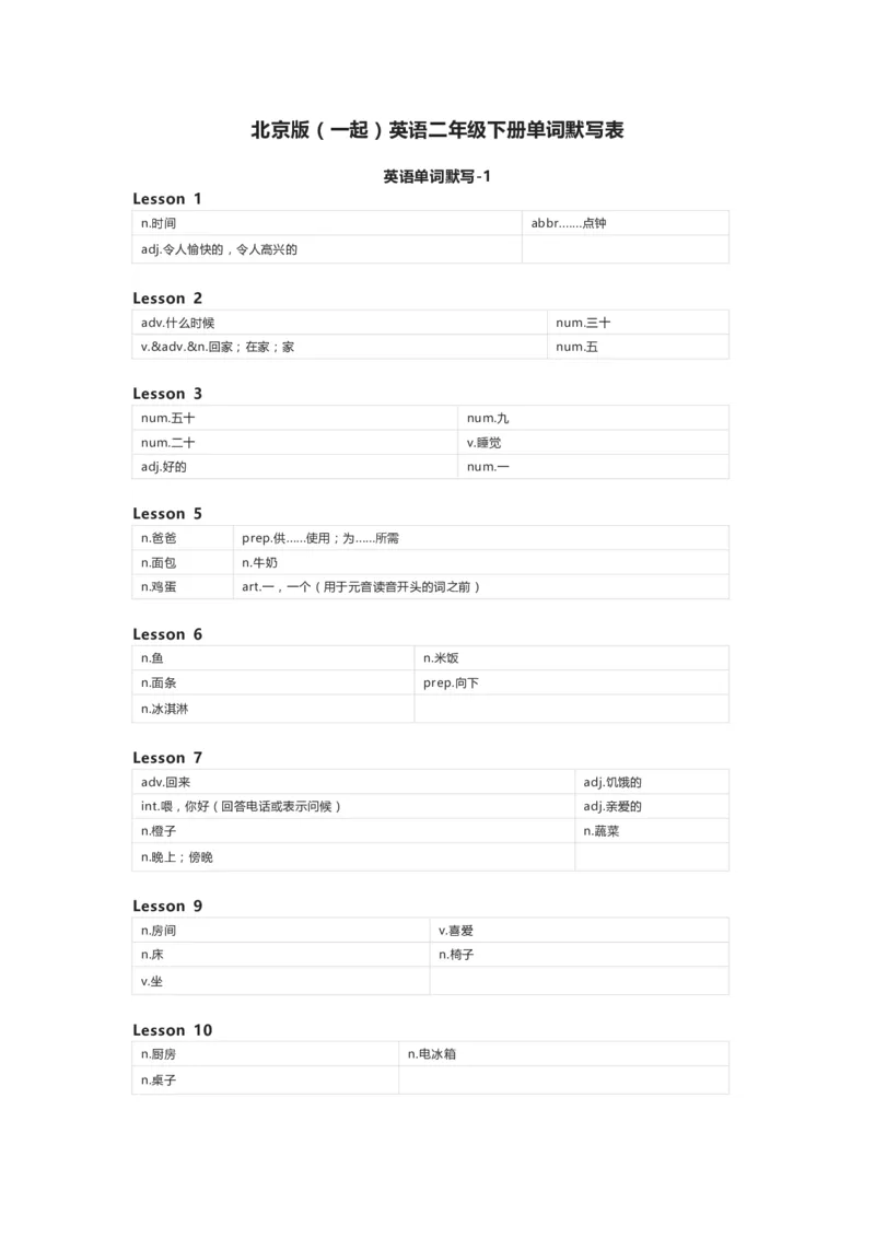 北京版（一起）英语二年级下册单词默写表_26春四年级上下册人教版_四上英语合集人教版PEP英语四年级上册新教材（教学视频+课件+动画+音频+练习+教案）_17练习资料_北京版