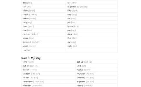 冀教版（一起）英语三年级下册单词默写表_26春四年级上下册人教版_四上英语合集人教版PEP英语四年级上册新教材（教学视频+课件+动画+音频+练习+教案）_17练习资料_冀教版（一起）