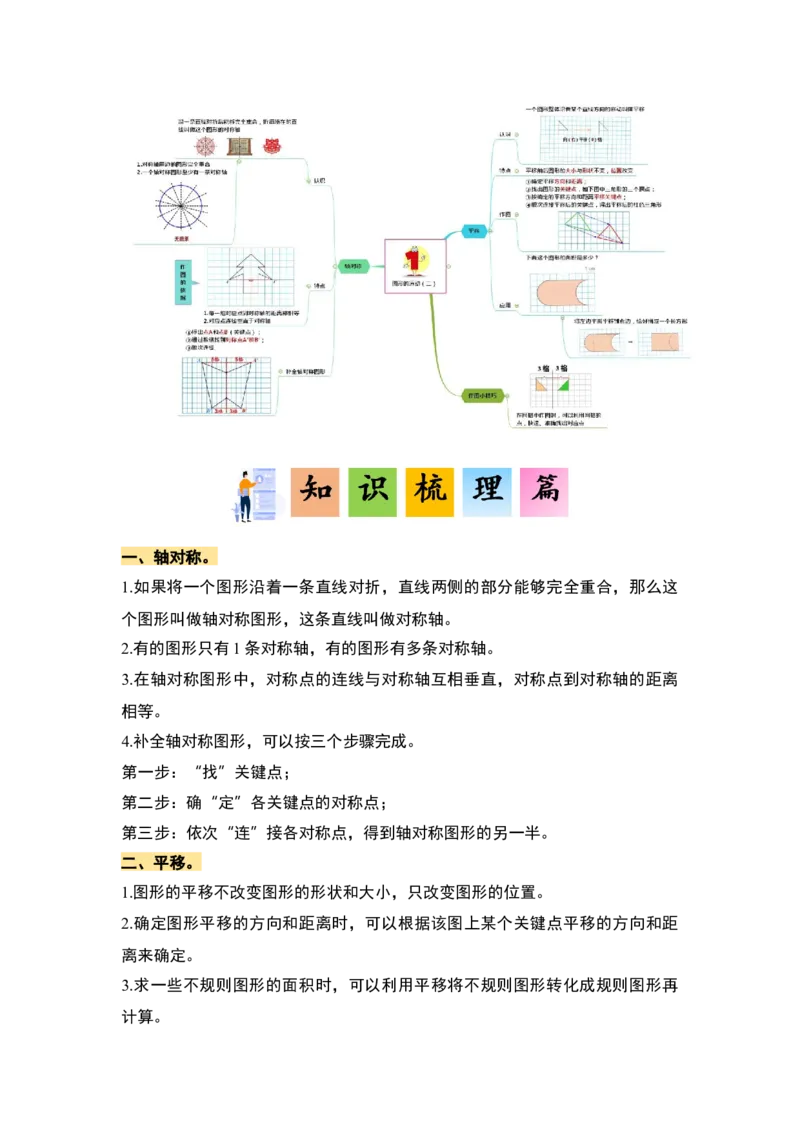 第七单元图形的运动（二）&middot;单元复习篇-四年级数学下册（原卷版）人教版_2026春人教版数学四年级下册_四下人教数学_四年级下册_单元复习讲义
