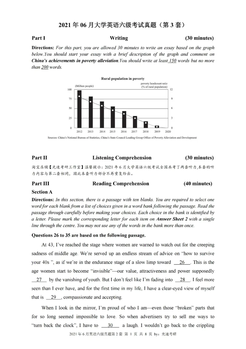 六级真题合并版2021-2025年12月_大学英语四六级_大学英语四级+六级_六级真题
