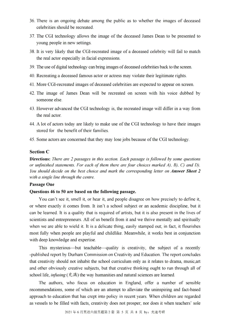 六级真题合并版2021-2025年12月_大学英语四六级_大学英语四级+六级_六级真题