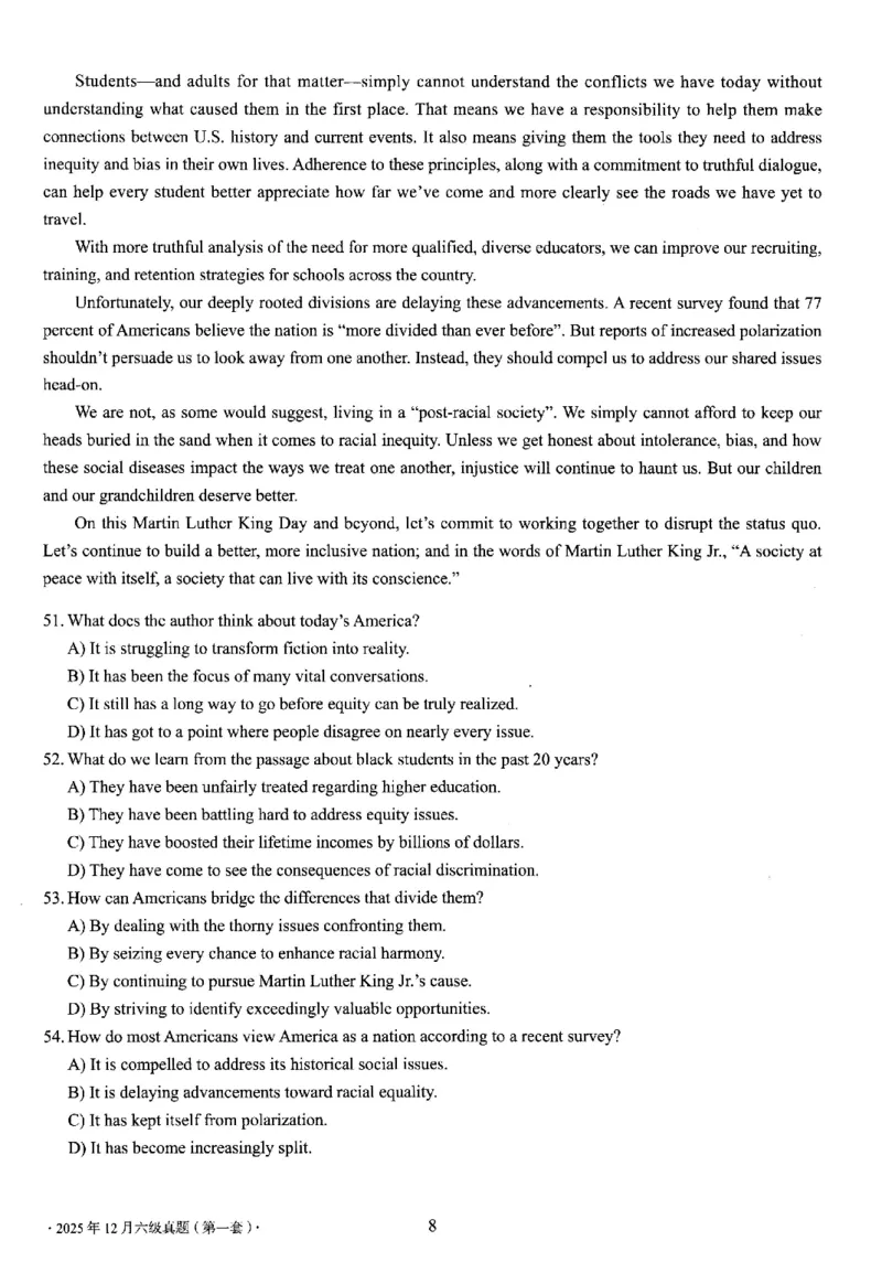 六级真题合并版2021-2025年12月_大学英语四六级_大学英语四级+六级_六级真题