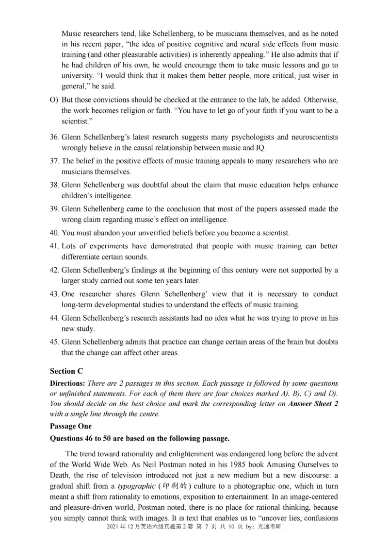 六级真题合并版2021-2025年12月_大学英语四六级_大学英语四级+六级_六级真题