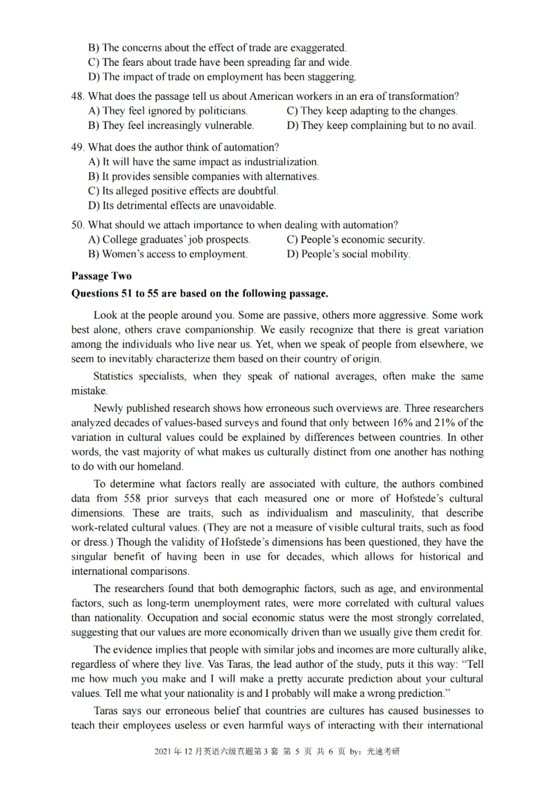 六级真题合并版2021-2025年12月_大学英语四六级_大学英语四级+六级_六级真题