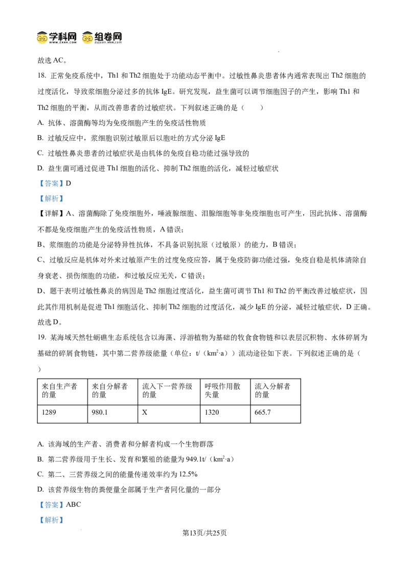 精品解析：2026届山东聊城市高三一模生物试题（解析版）