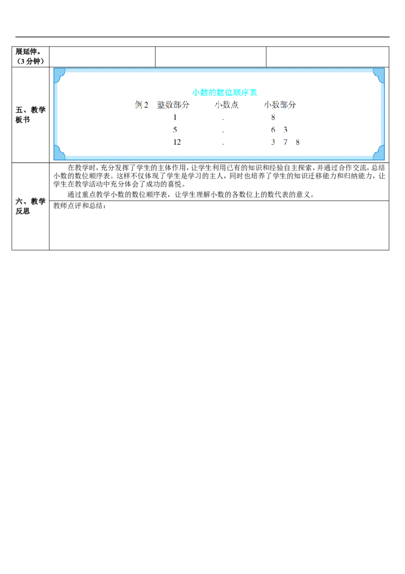 第2课时小数的数位顺序表_2026春人教版数学四年级下册_四下人教数学_四年级下册_教案_教案2+导学案人教四下数学_导学案_4小数的意义和性质_1.小数的意义和读写法