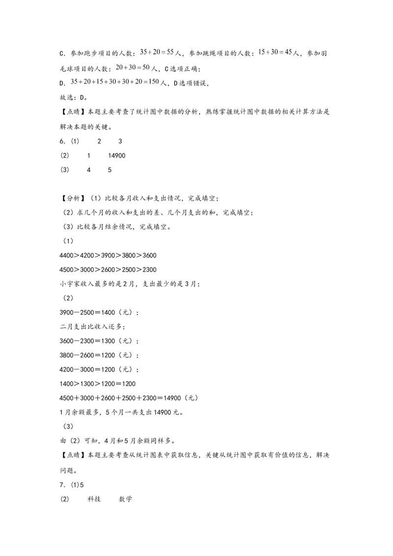 8.2复式条形统计图-四年级数学下册课时练分层作业（人教版）_2026春人教版数学四年级下册_四下人教数学_四年级下册_课时练习_分层知识课时练