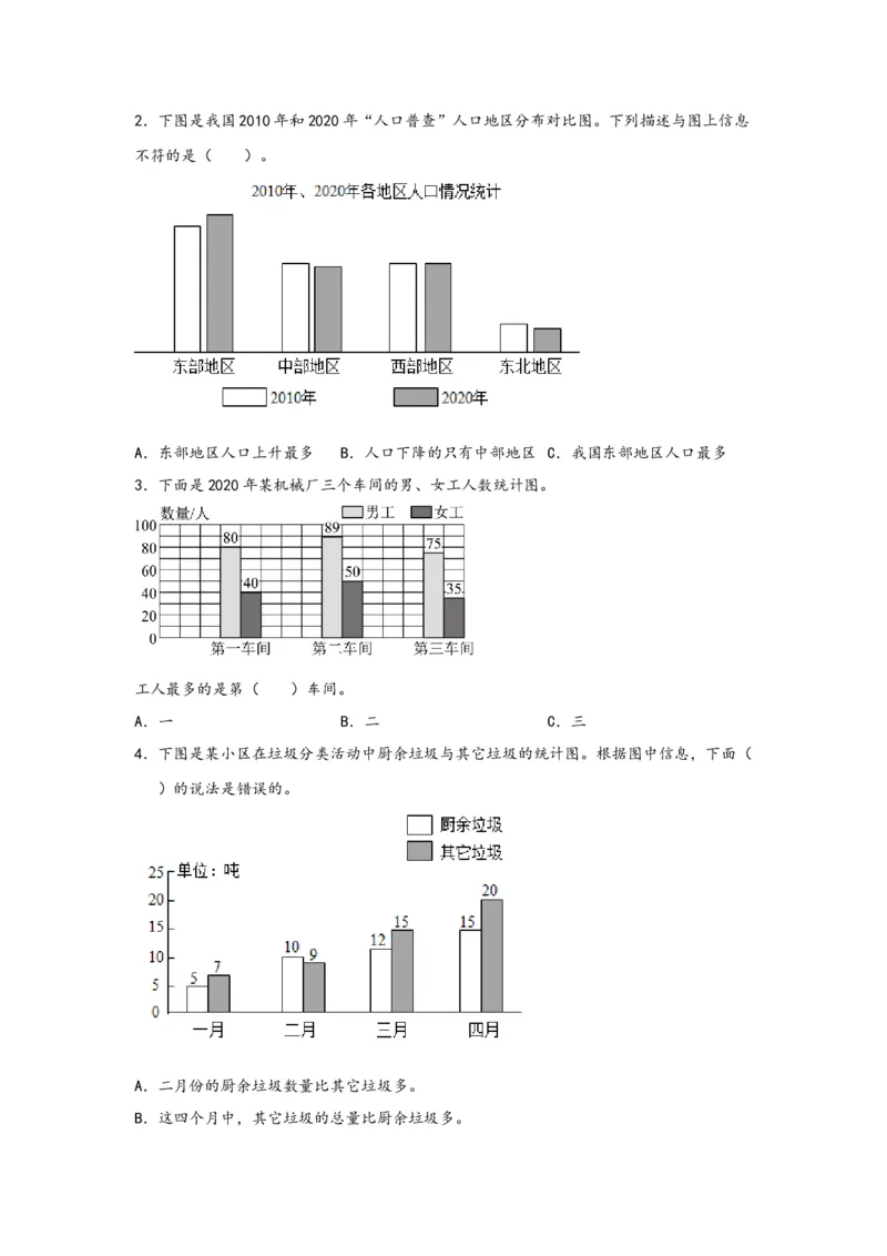 8.2复式条形统计图-四年级数学下册课时练分层作业（人教版）_2026春人教版数学四年级下册_四下人教数学_四年级下册_课时练习_分层知识课时练