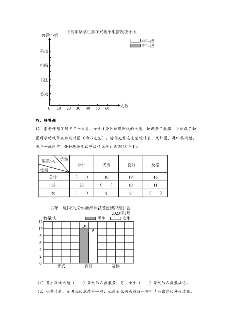 8.2复式条形统计图-四年级数学下册课时练分层作业（人教版）_2026春人教版数学四年级下册_四下人教数学_四年级下册_课时练习_分层知识课时练