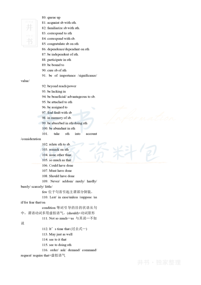 新英语六级翻译题常用搭配116条_大学英语四六级_赠送_四六级作文模板+单词_阅读