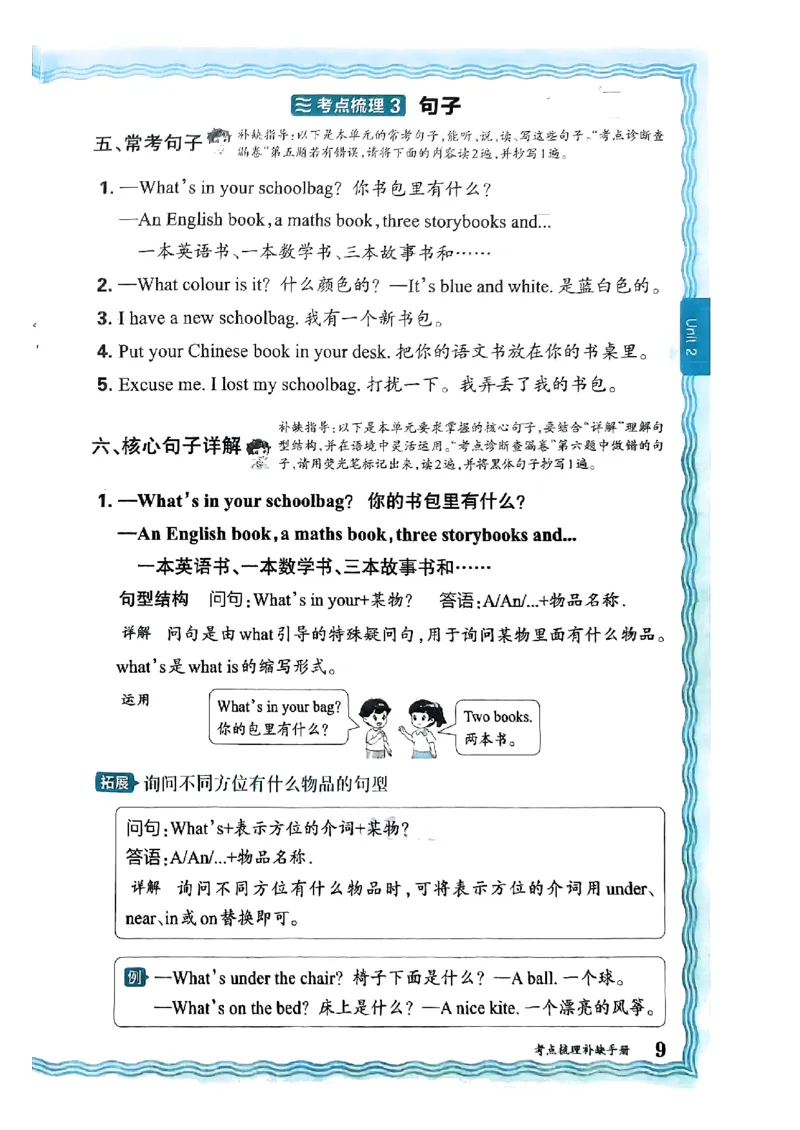 四年级英语上册人教PEP版24秋《王朝霞考点梳理时习卷》考点梳理手册_26春四年级上下册人教版_四上英语合集人教版PEP英语四年级上册新教材（教学视频+课件+动画+音频+练习+教案）
