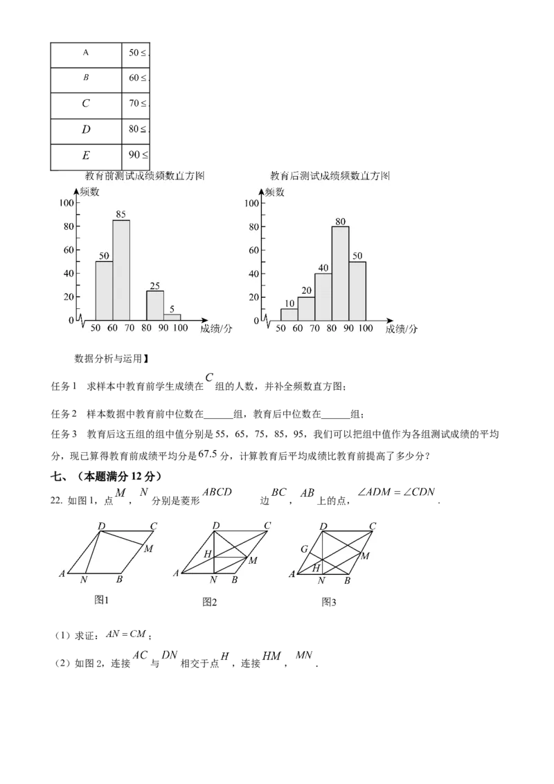 精品解析：2025年安徽省六安市清水河学校中考二模数学试题（原卷版）_2025年安徽省中考模拟试卷数学_2025年安徽数学二模卷61份