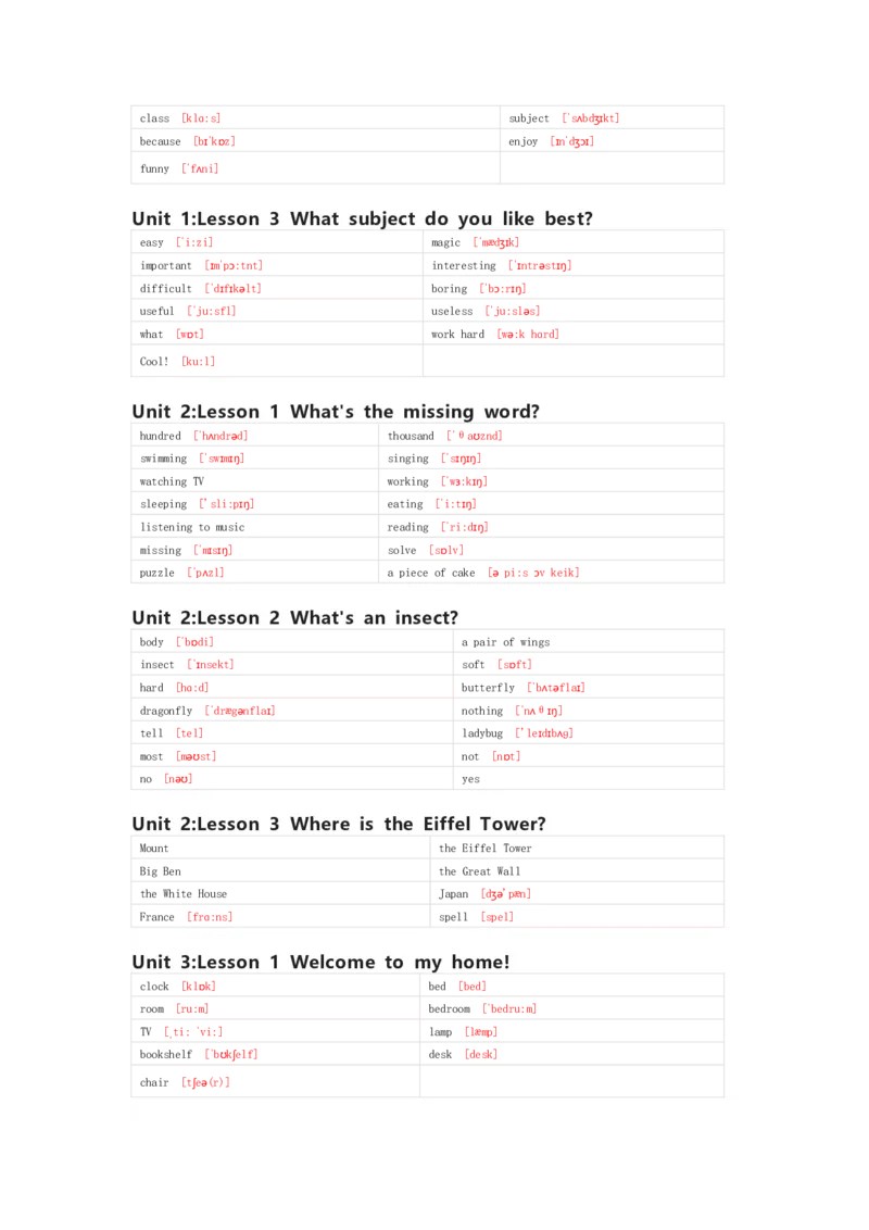 川教版英语五年级上册单词默写表_26春四年级上下册人教版_四上英语合集人教版PEP英语四年级上册新教材（教学视频+课件+动画+音频+练习+教案）_17练习资料_《小学英语单词默写表》