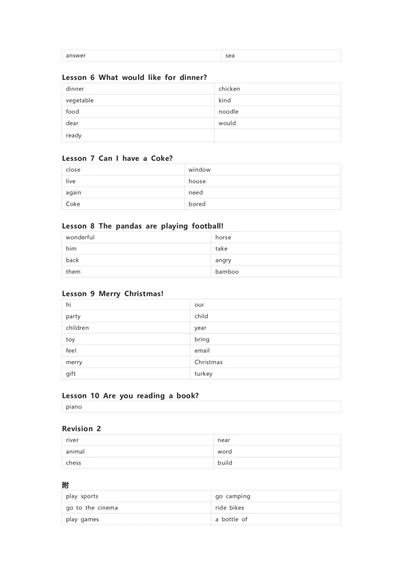 接力版英语五年级上册单词默写表_26春四年级上下册人教版_四上英语合集人教版PEP英语四年级上册新教材（教学视频+课件+动画+音频+练习+教案）_17练习资料_《小学英语单词默写表》