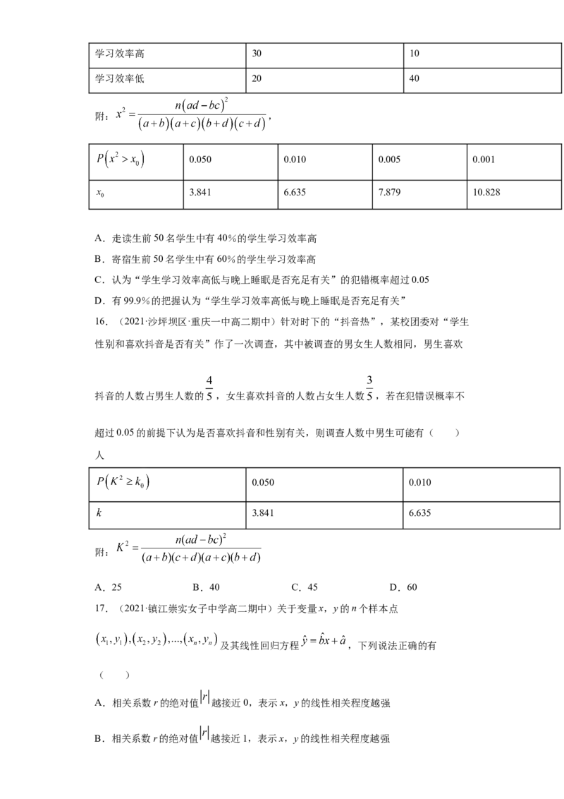 02卷第九章　统计与统计案例《真题模拟卷》－2022年高考一轮数学单元复习（新高考专用）(原卷版)_02高考数学_新高考复习资料_2022年新高考资料_第09章　统计与统计案例