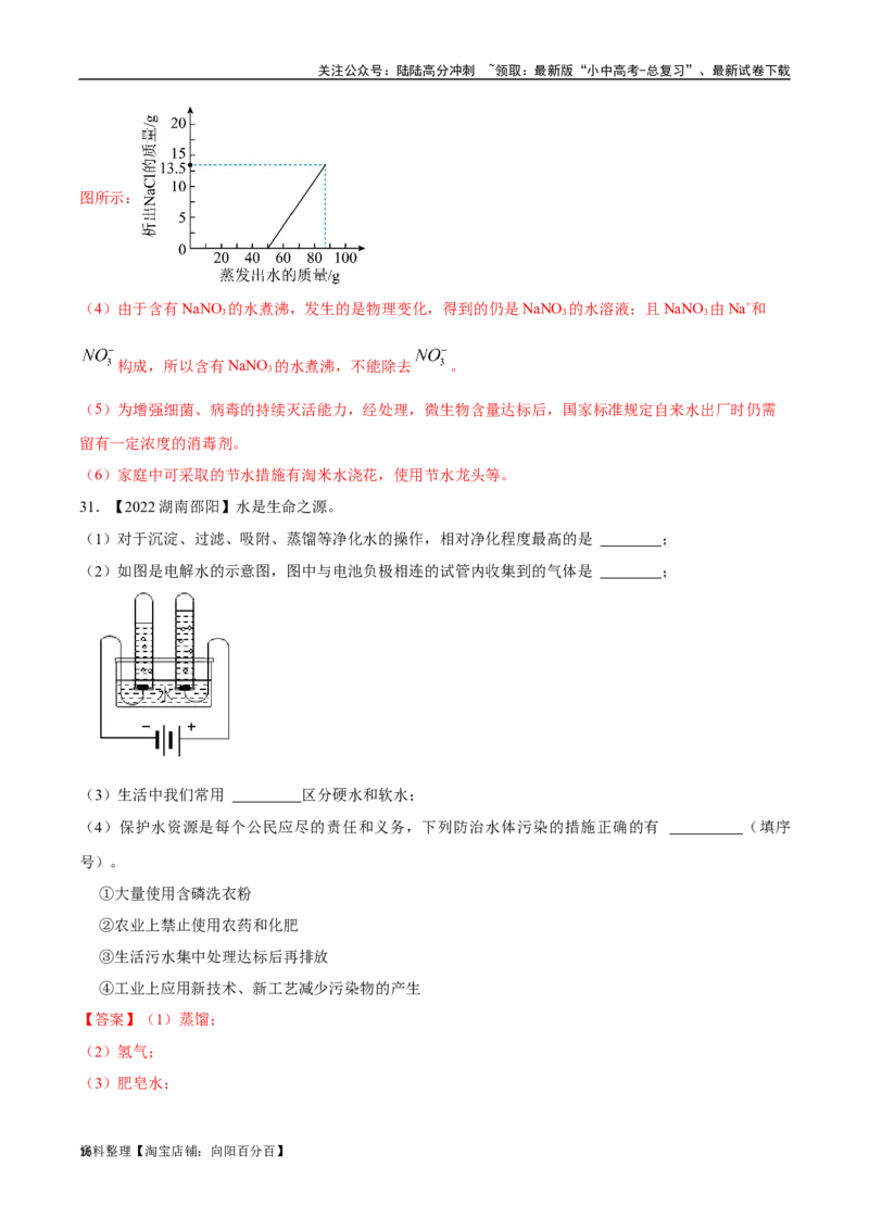 专题05自然界的水（解析版）_02中考总复习（2026版更新中）_05-化学-中考总复习_2024年中考复习资料_专项复习资料_完三年（2021-2023）中考化学真题分项汇编（全国通用）