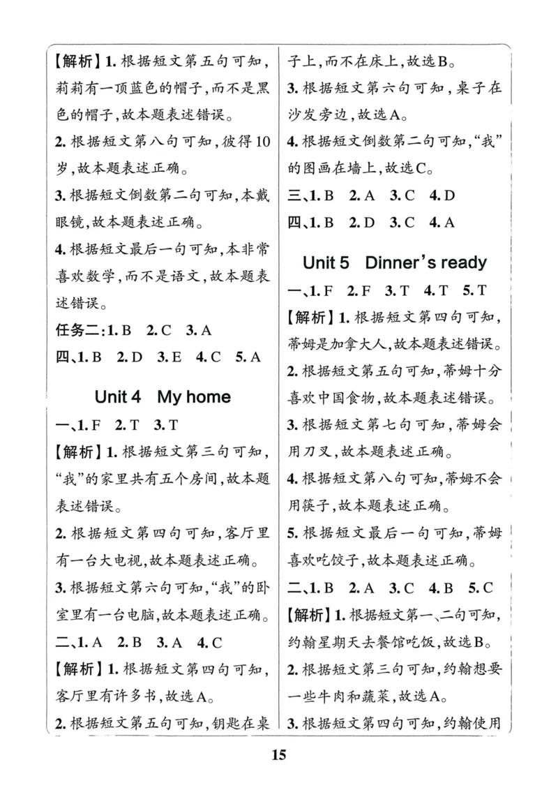 四年级英语上册人教PEP版24秋《小学霸冲A卷》同步阅读_26春四年级上下册人教版_四上英语合集人教版PEP英语四年级上册新教材（教学视频+课件+动画+音频+练习+教案）_17练习资料